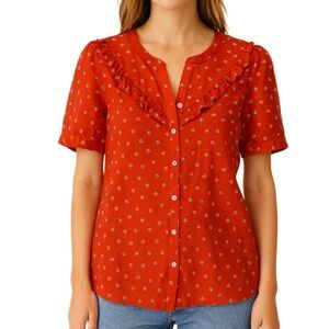 Lucky Brand Women's Red Flower Boho Chic  Top